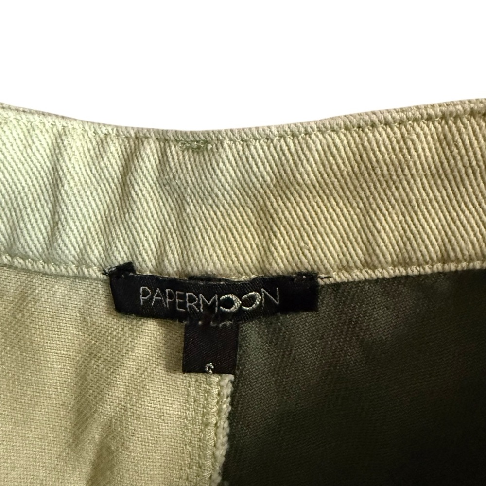 Papermoon Olive Green and Cream High Waisted Wide Leg Pants Women’s Small - Picture 3 of 7